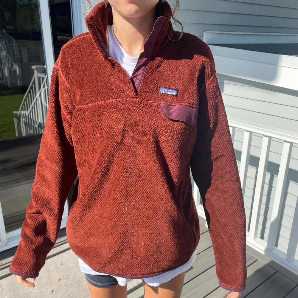 Patagonia Women’s Re-Tool Snap-T Fleece Pullover Burnt Orange-Red